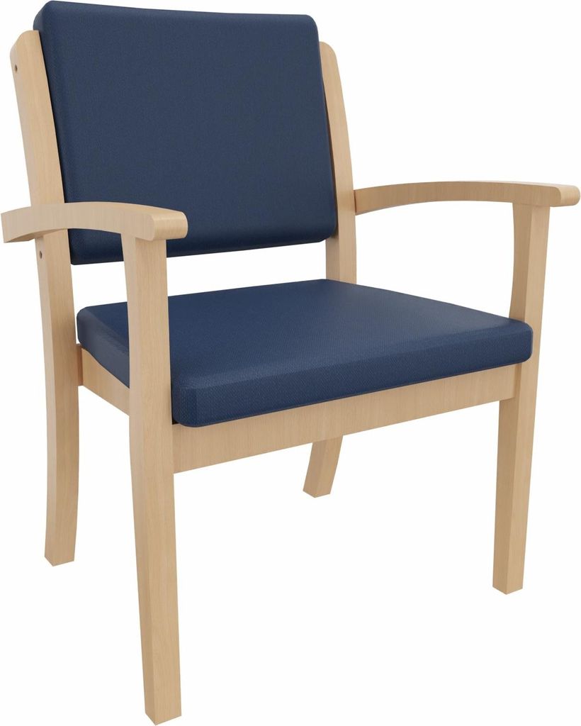 Schwerlaststuhl Alexander XXL – Stuhl mit Armlehnen für Schwergewichtige bis 250 kg – 46cm Sitzhöhe.Stoffbezug:Clean-Kunstleder Walter Blau,B...