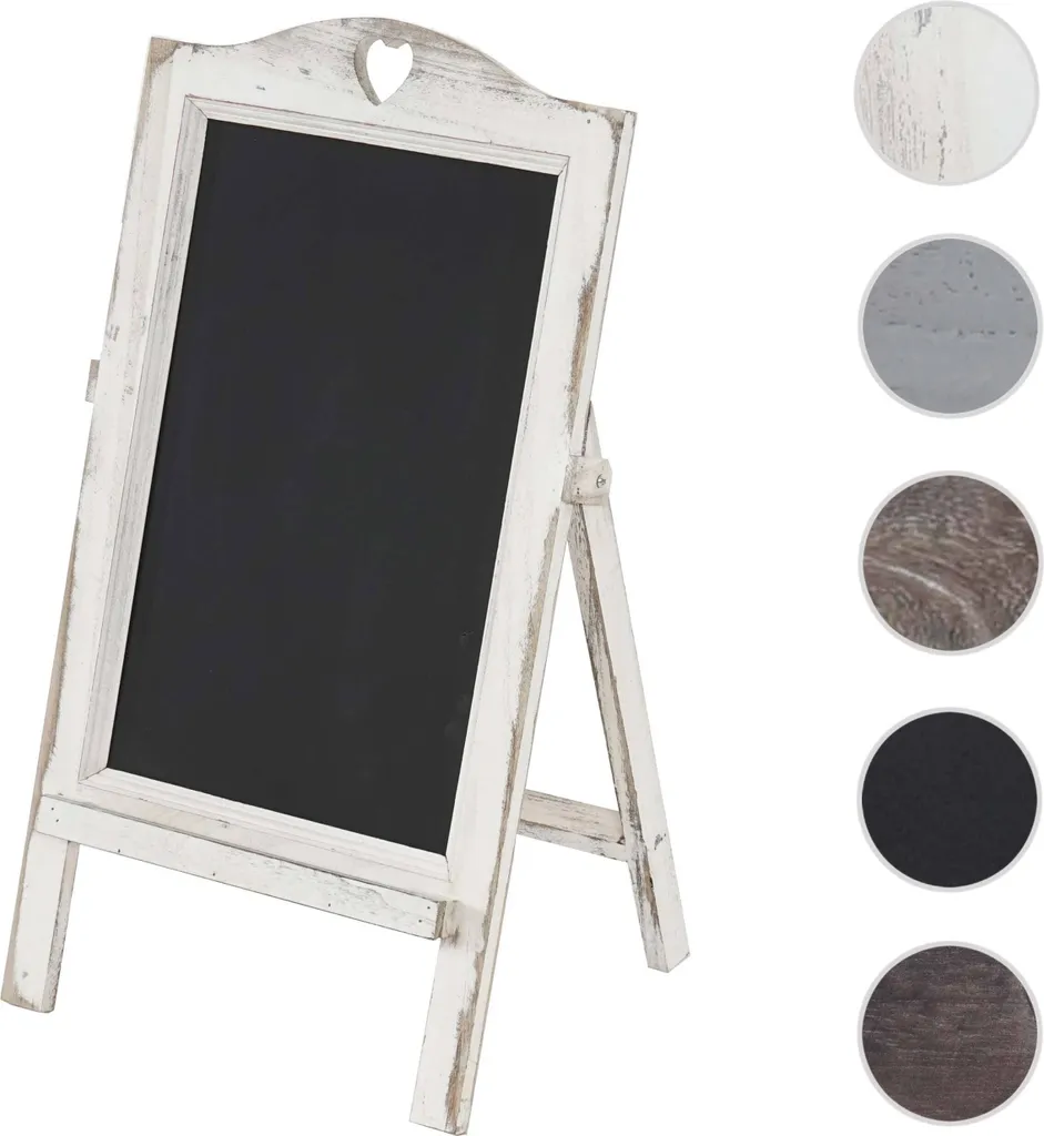 Tableau à craies stable et lisible pour affichage vintage blanc 66x37cm - 7