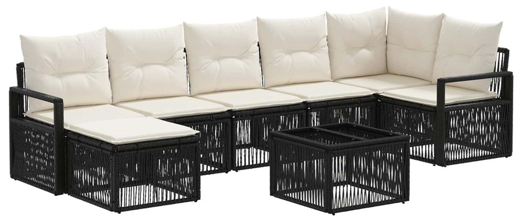 Gartensofa-set 8 pcs Schwarz Poly-Rattan