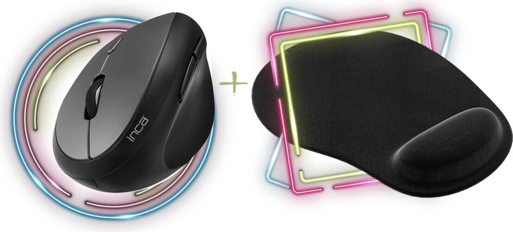 2in1 Set Wireless 1600 DPI Funk Maus Grau & Mauspad 3mm