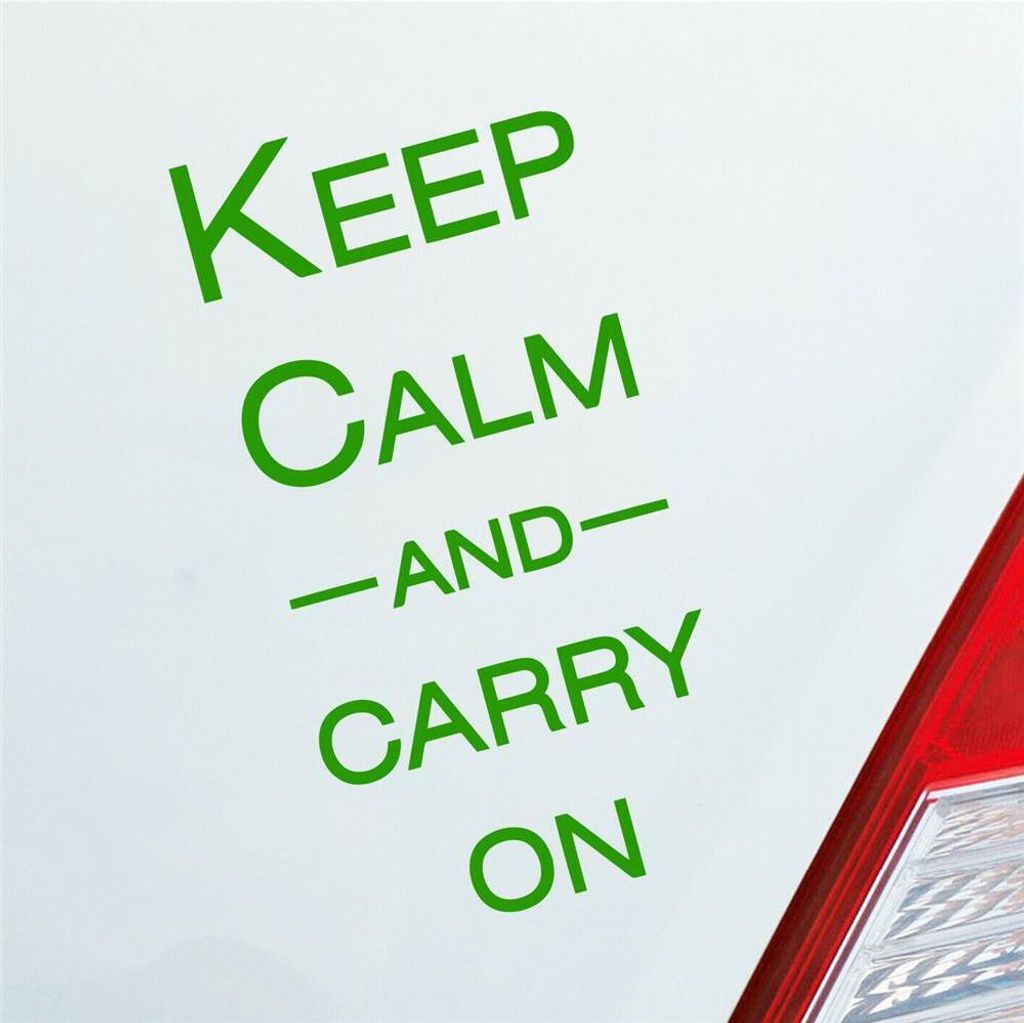 Auto Aufkleber Keep calm and carry on Tuning 15x7,5 cm Hellgrün Sticker Heckscheibenaufkleber