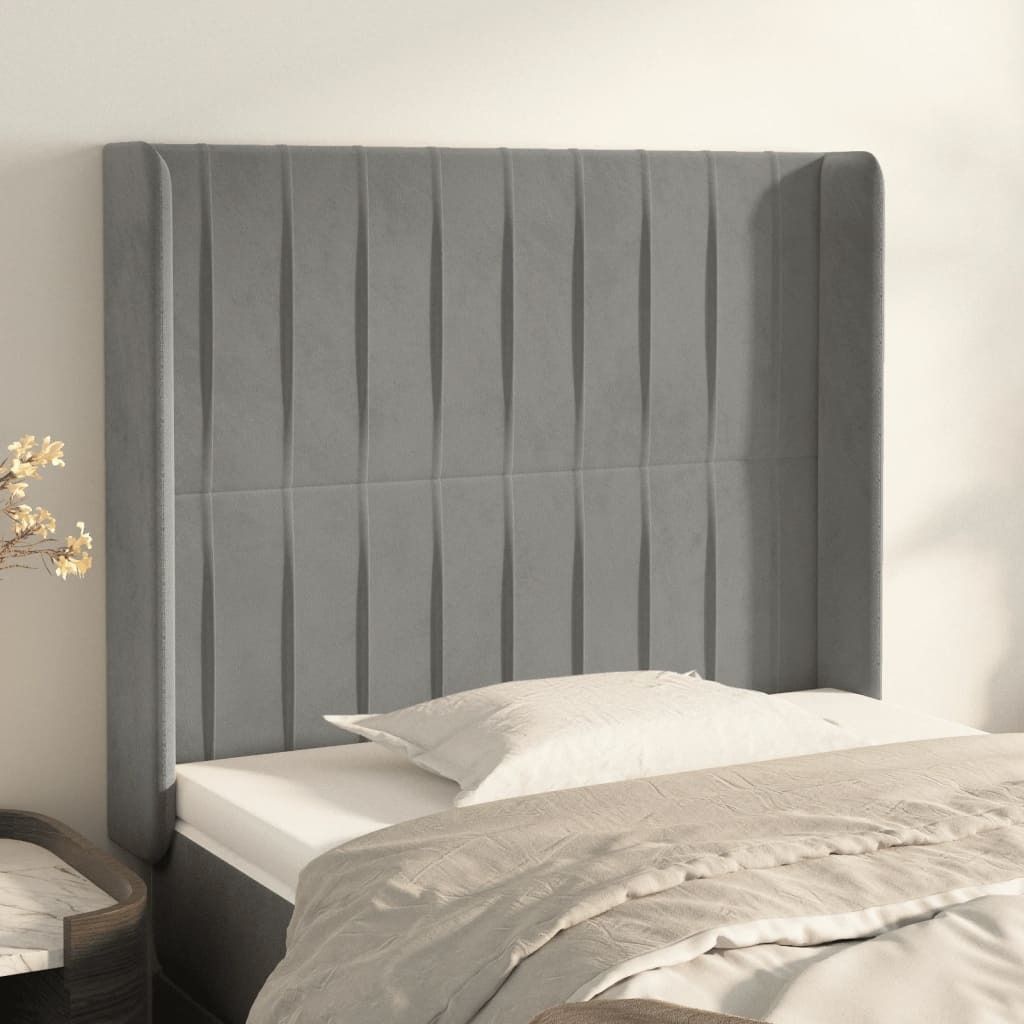 Maison Exclusive - Kopfteil mit Ohren Hellgrau 83x16x118/128 cm Samt