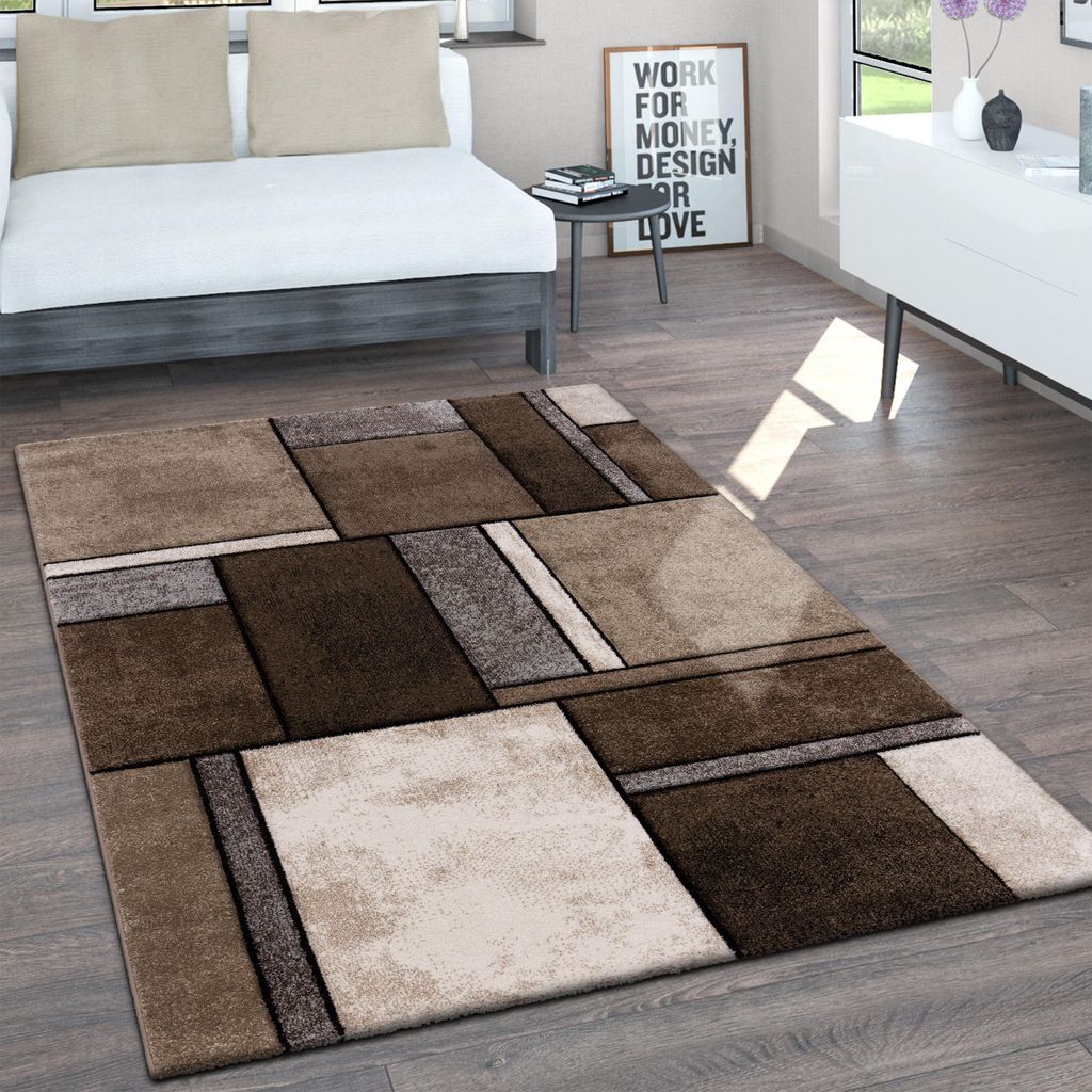 Teppich Wohnzimmer Kurzflor Vintage Handgearbeiteter Produktbild 