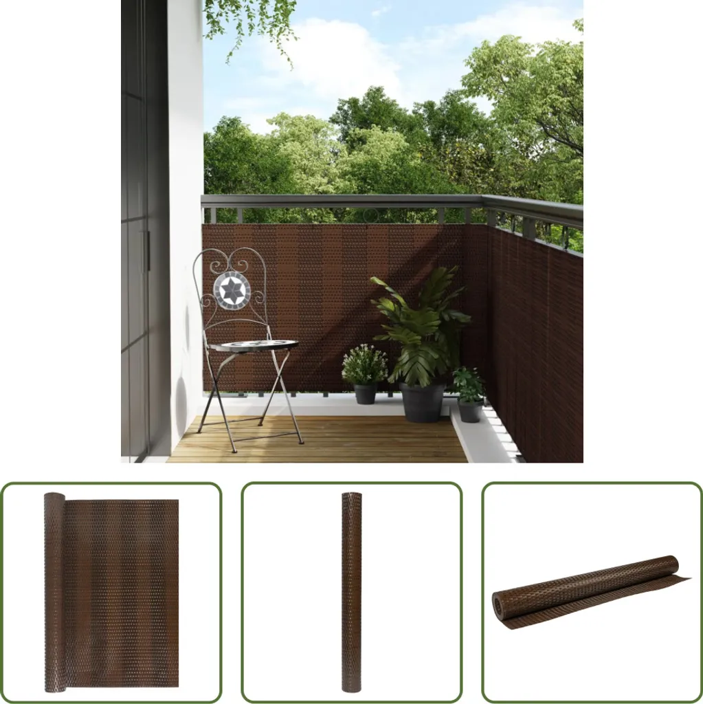 Schermo Protettivo Balcone Poly Rattan Marrone Nero 600x90 cm Living Store