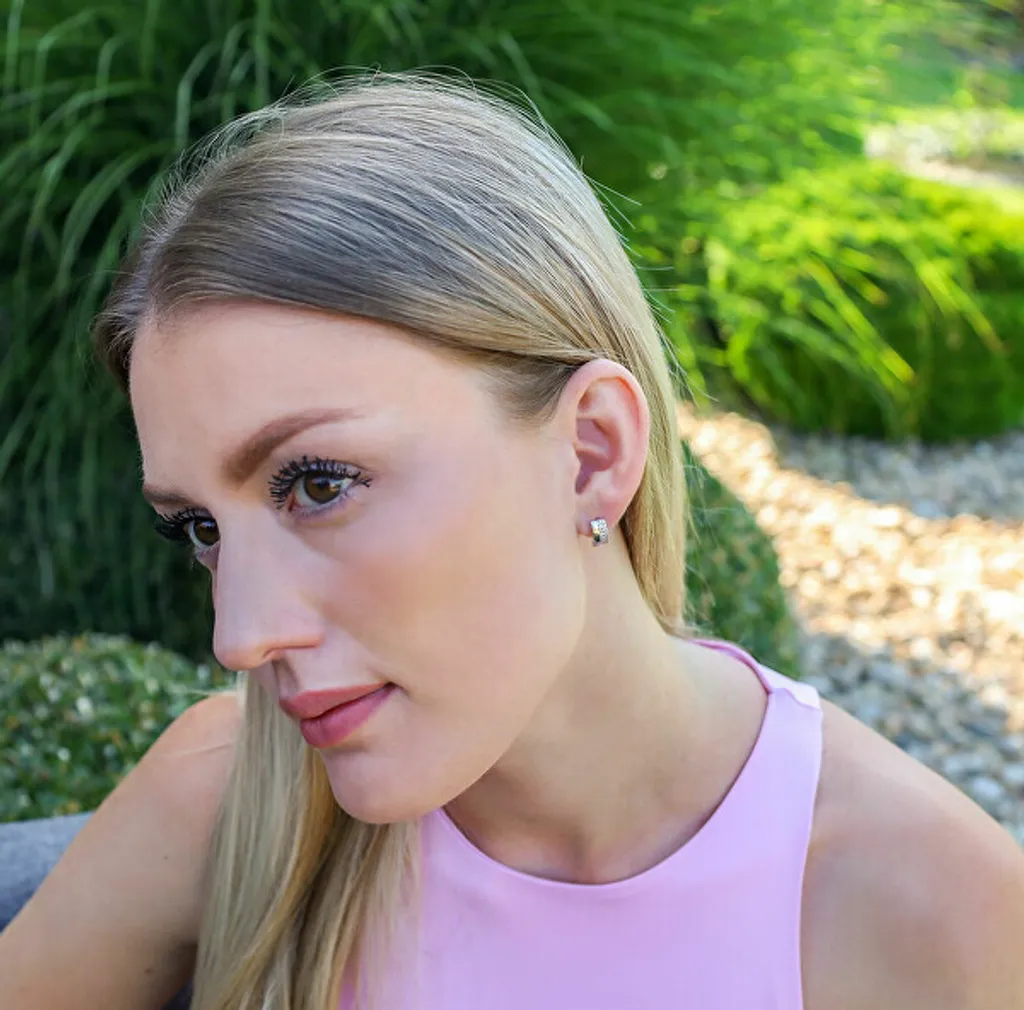Boucles d'oreilles argent rhodié et oxydes de zirconium - Éclat durable - 2