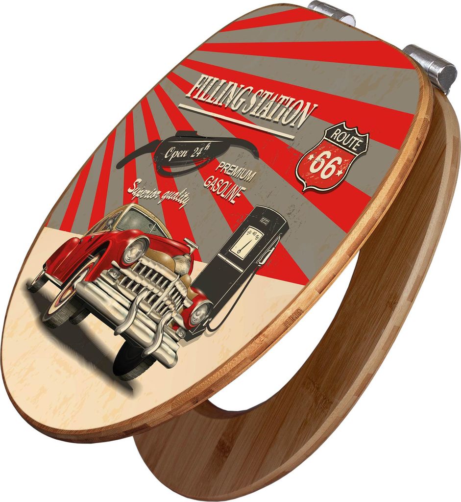 banjado Design WC Sitz Bambus Absenkautomatik -Filling Station - Toilettendeckel mit Absenkautomatik Holz/hochwertiger Bambus Klodeckel/WC-Sitz fü...