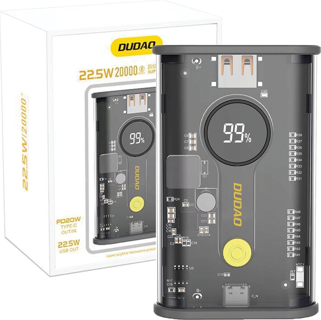 Dudao Powerbank 20000Mah 1Xusb-A / 1Xusb-C 22,5W Pd Czarny Obrázok produktu 