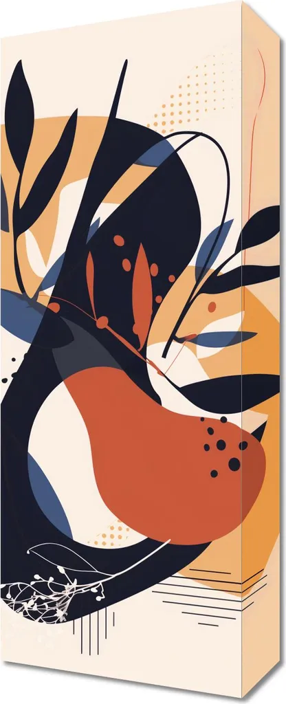 Quadro 20x50 cm Botanica Astratta in Movimento | Stampa Canvas Alta Qualità