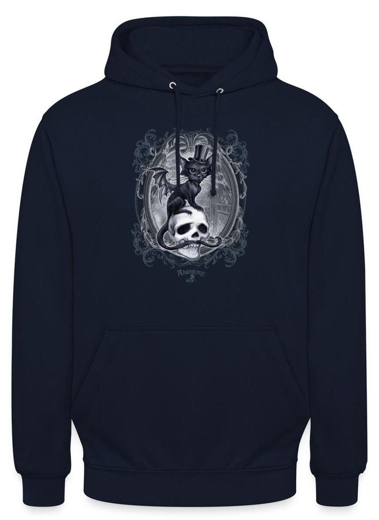 Spreadshirt Alchemy England Meowstopheles - Vampir Katze Uni Hoodie, XXL, Navy
