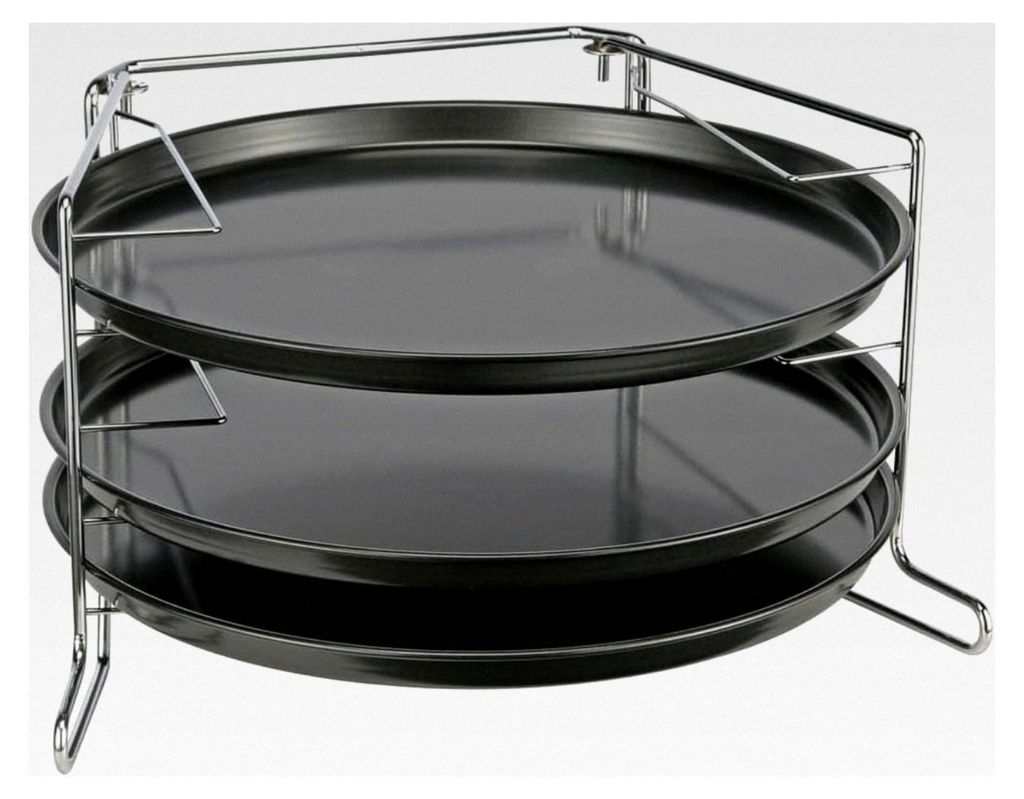 Pizza Backset mit Halterung, 4-teilig, Antihaft Pizzablech und 3 Backformen
