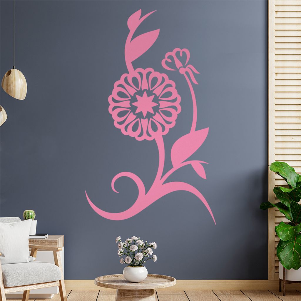 Blume - Linien Wandtattoo in 6 Größen - Wandaufkleber Wall Sticker - Dekoration, Küche, Wohnzimmer, Schlafzimmer, Badezimmer