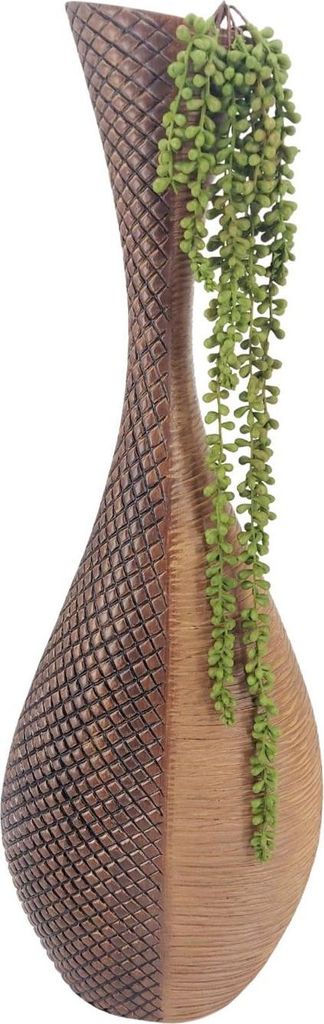 Deko Flaschenvase HOLZOPTIK H. 81cm braun mit Relief Kunststein Formano H25