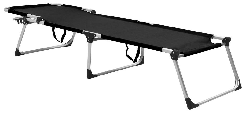 vidaXL Extra Hohe Klappbare Senioren-Sonnenliege Schwarz Aluminium