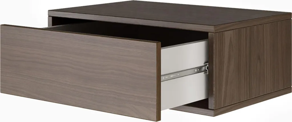 Selsey Framme Table de nuit suspendue noyer 50 cm avec tiroir élégant
