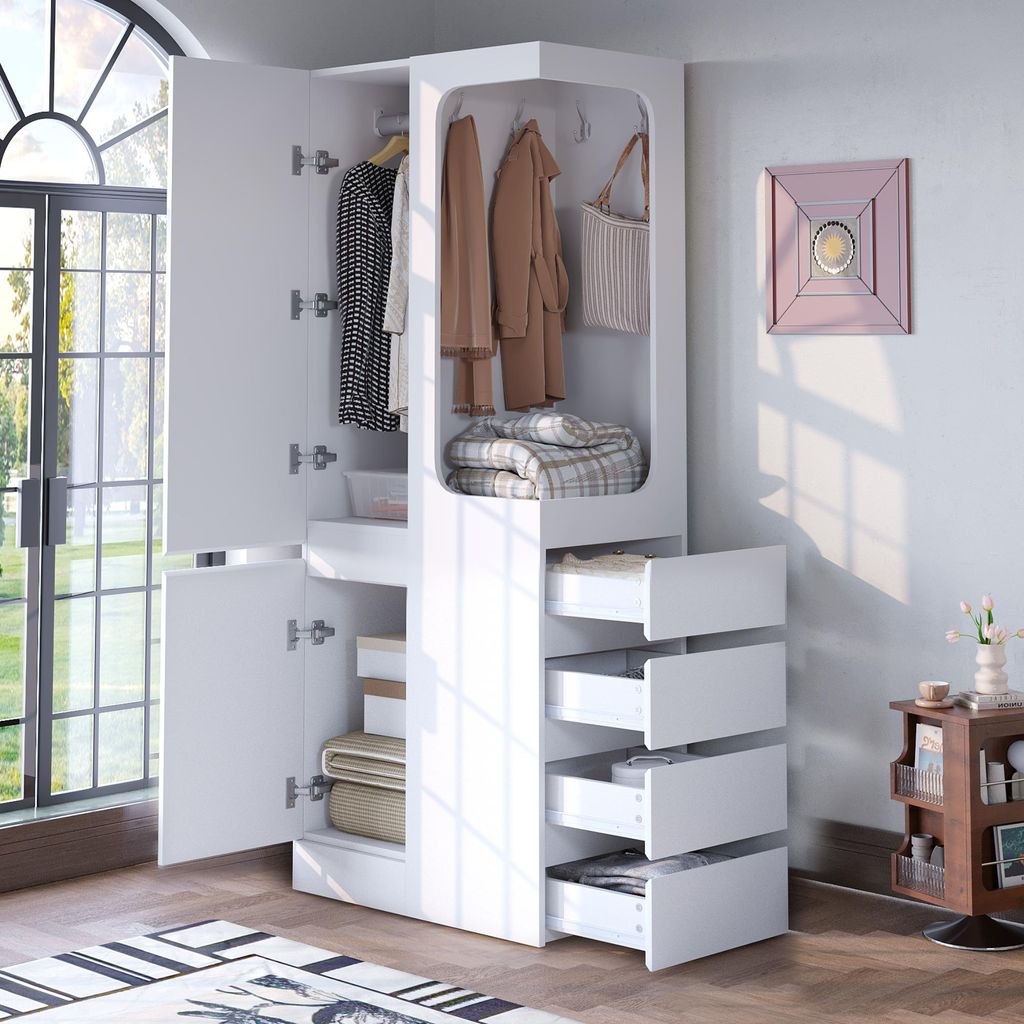 Merax Kleiderschrank mit offenem Kleiderbereich und 4 Produktbild 