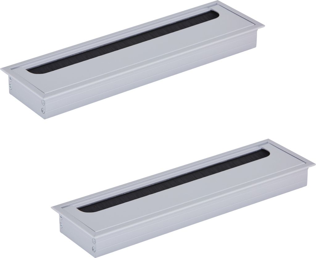 HOOZ 2x Kabeldurchführung Schreibtisch, 280mm Aluminium Kabeldurchlass mit Bürstendichtung, Kabeldurchführung Tisch für Tisch Büro Arbeitsplat...