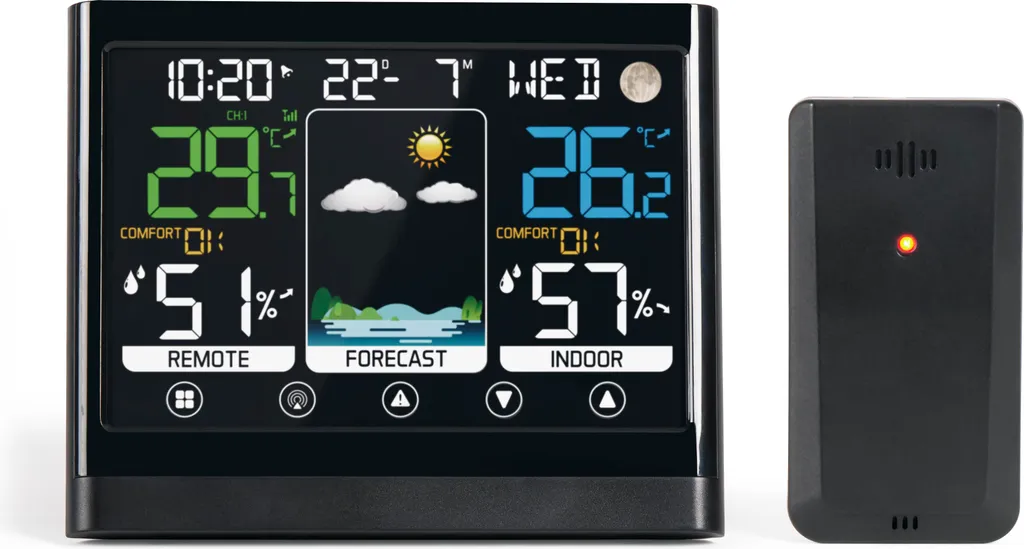 Thermomètre hygromètre intérieur extérieur et station météo tactile LCD