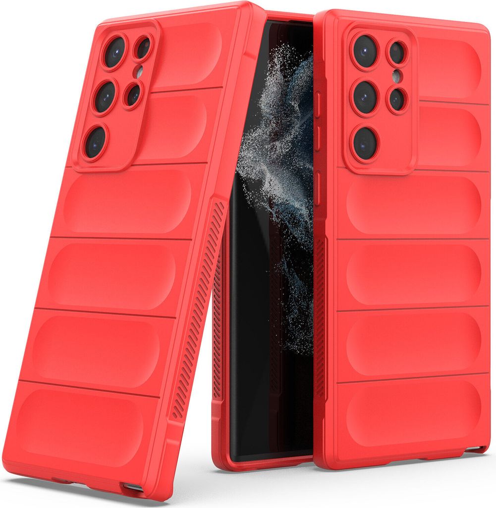 Samsung S22 Ultra 5G Hülle, Weich TPU Silikon Stossfest Anti-rutsch Schutzhülle für Samsung Galaxy S22 Ultra 5G Rot