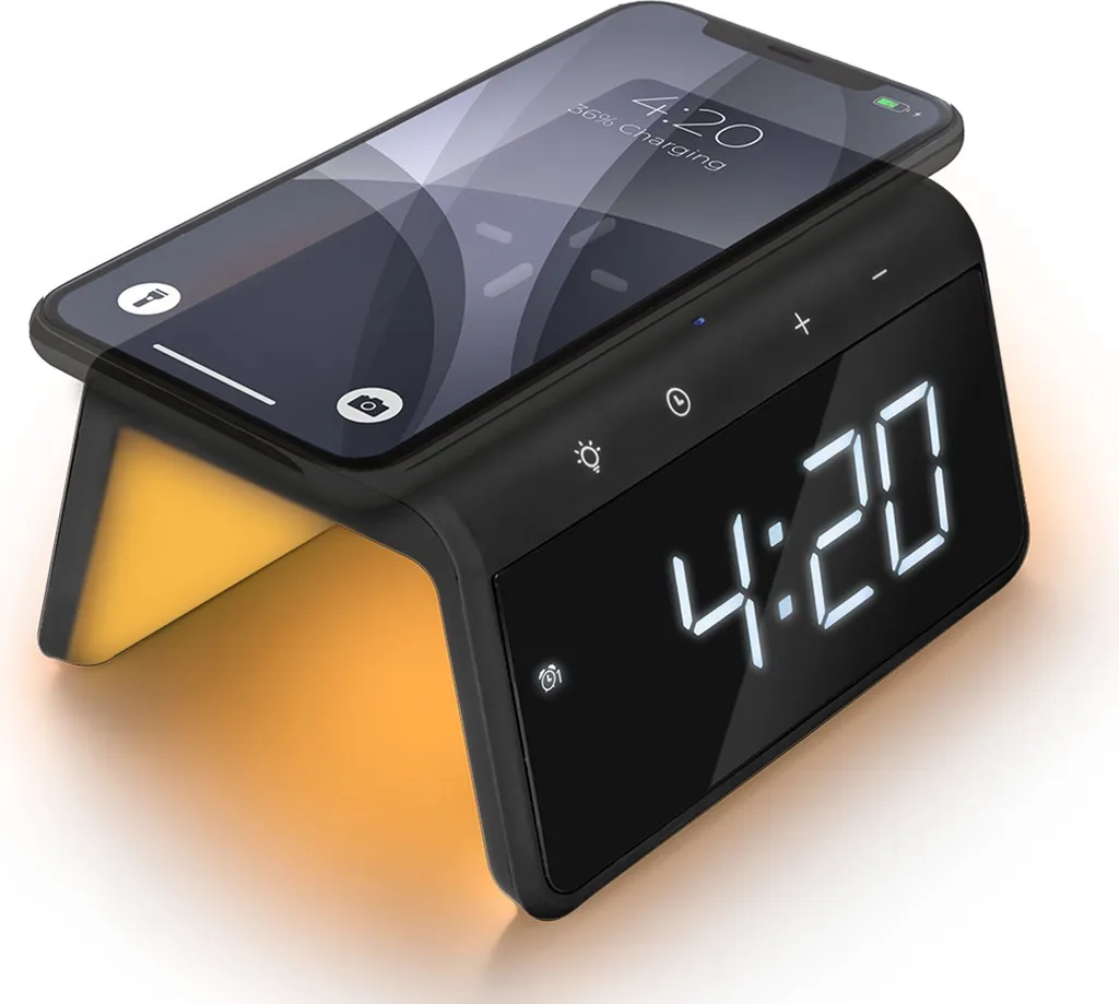Réveil numérique Caliber Jupiter HCG019QI-BA avec chargeur sans fil Qi