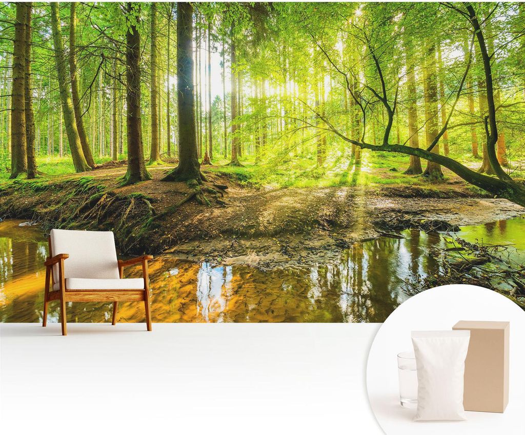 Fototapete - 416x254 cm - Tapete - Wandtapete - Wandbilder - Dekofolie - Tapete Folie - Wand - Dekoration - Wohnzimmer - Grüne Landschaft