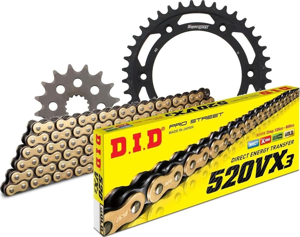 Kit Stahl passend für KTM EGS620 LC4 LSE 97-98/Enduro 640 L... 16-40-118 DID520VX3(G&B) Niet