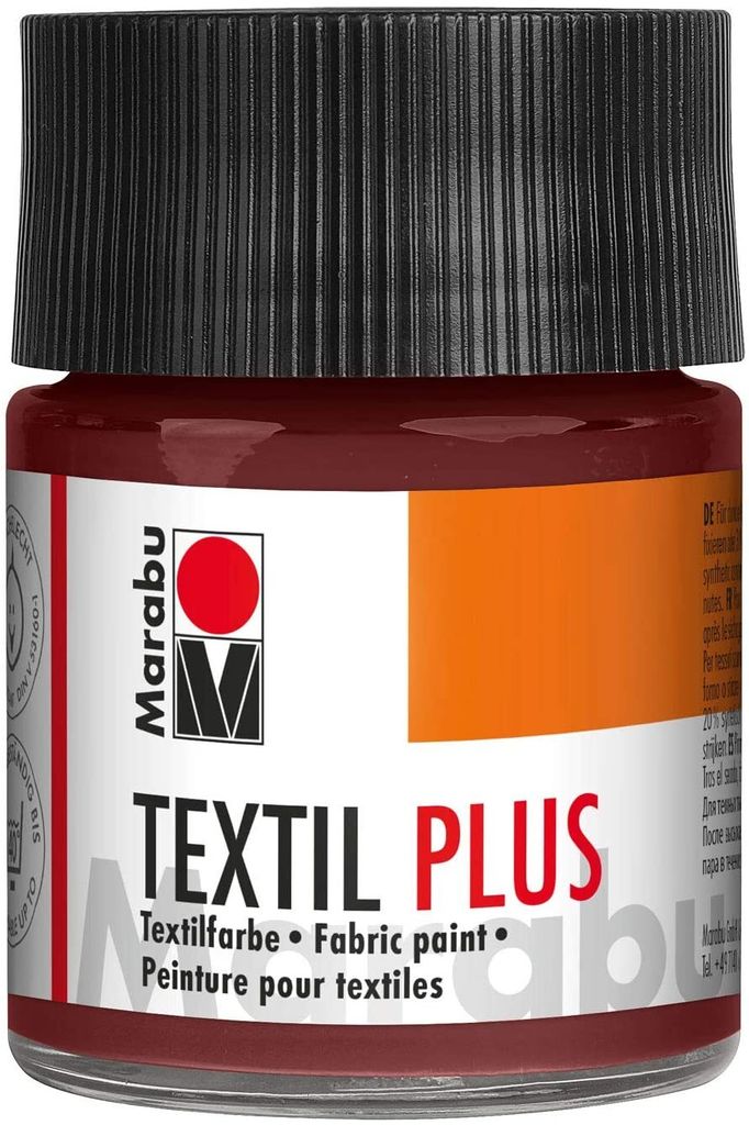 A bottle of Marabu Textil Plus fabric paint.