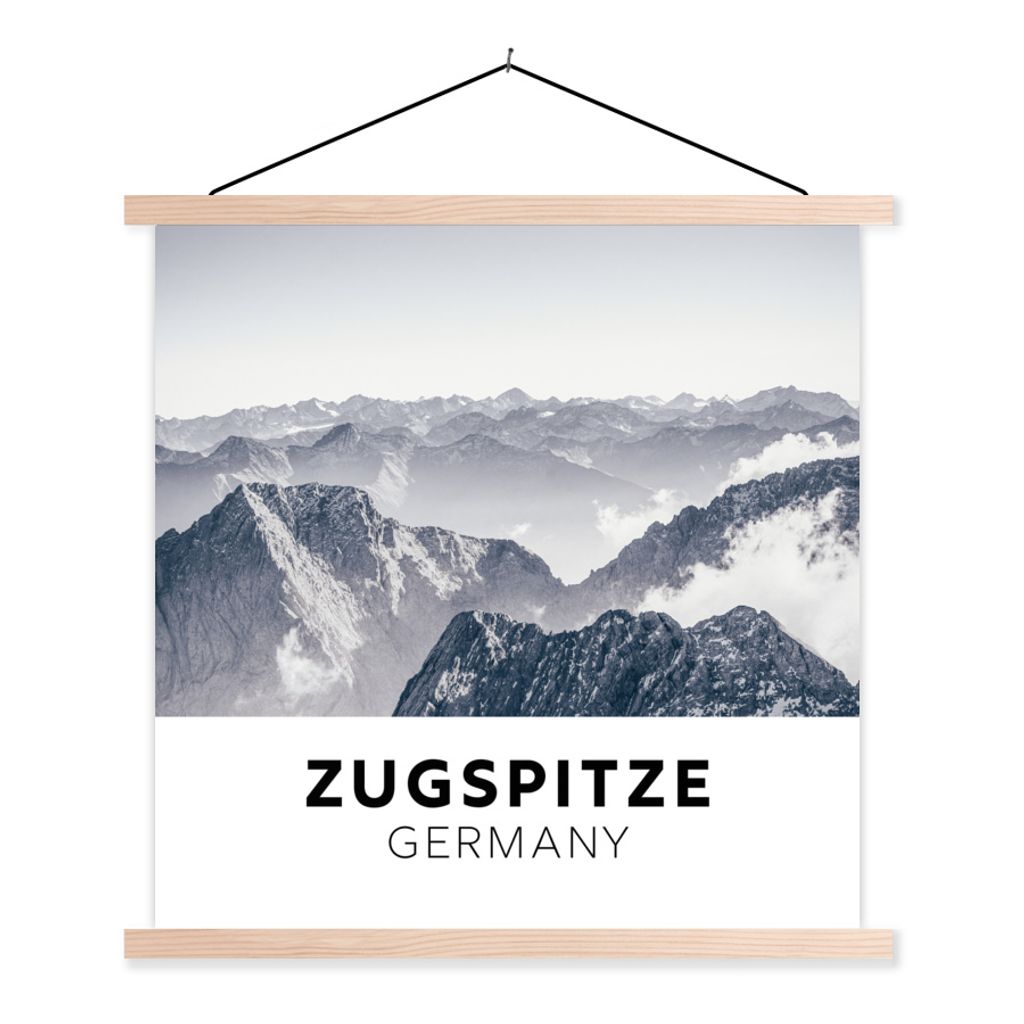 MuchoWow Textilposter Deutschland - Berge - Wolken 60x60 cm mit holzfarbenen Rahmen - Wanddekoration