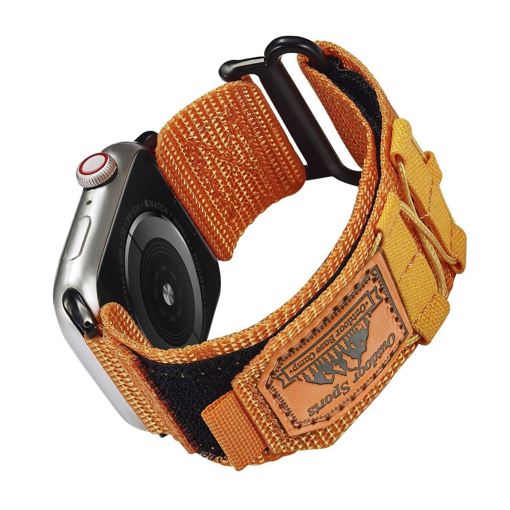 FFO2World Nylon-Sportarmband für Apple Watch 42–49 mm (Serie 1–11, SE, Ultra 1–3), Sport Loop, Orange