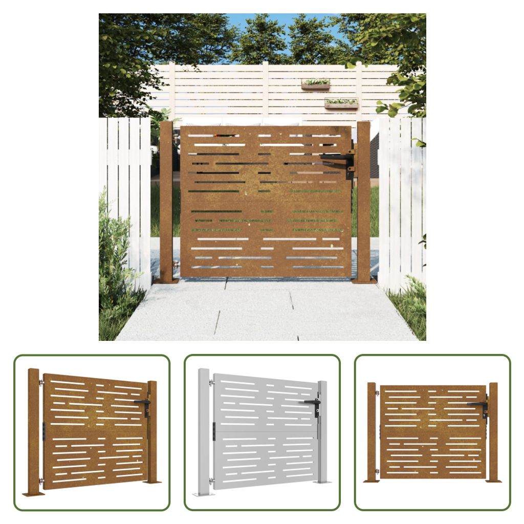 The Living Store Gartentor 105x105 cm Cortenstahl Quadratisches Design