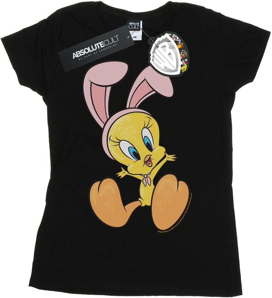 Looney Tunes - "Tweety Pie Bunny Ears" T-Shirt für Damen BI27618 (M) (Schwarz)