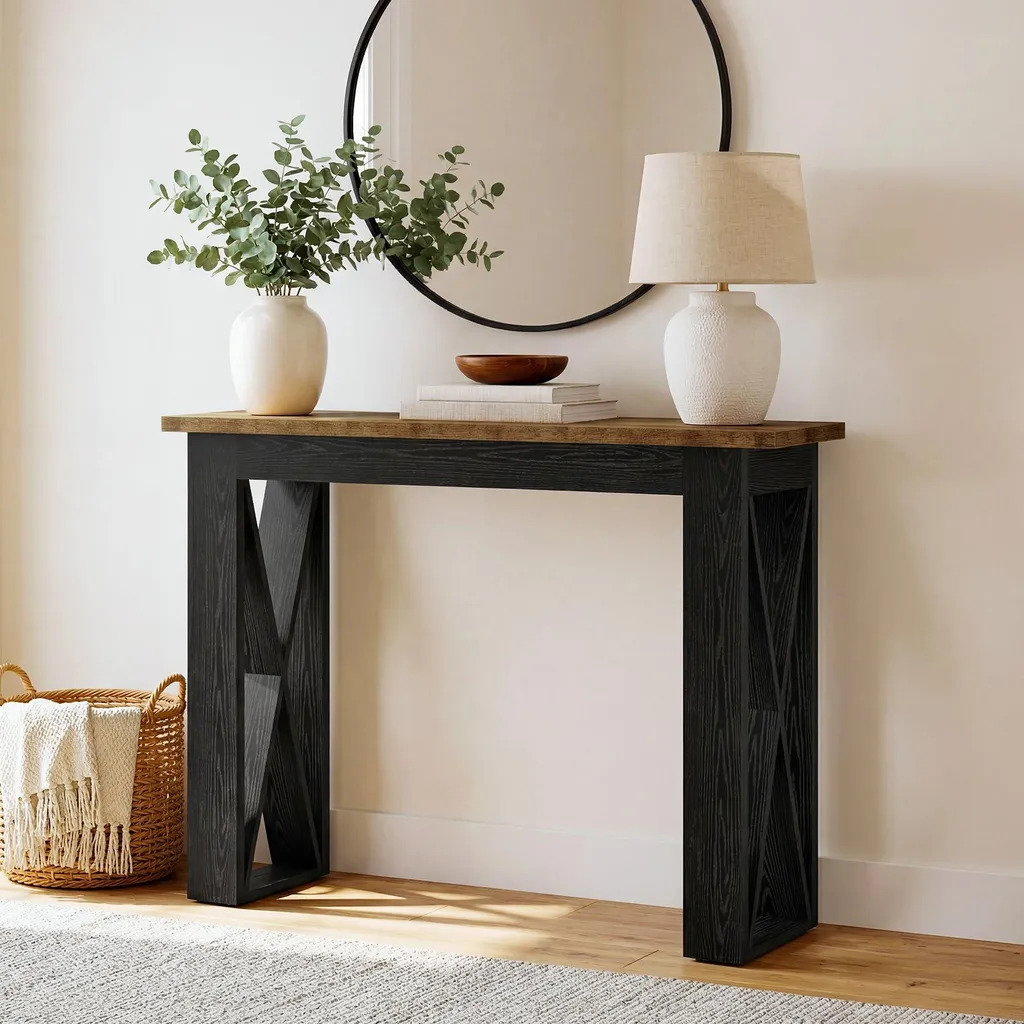 Tribesigns Table Console Étroite 105 cm - Console Industrielle en Bois