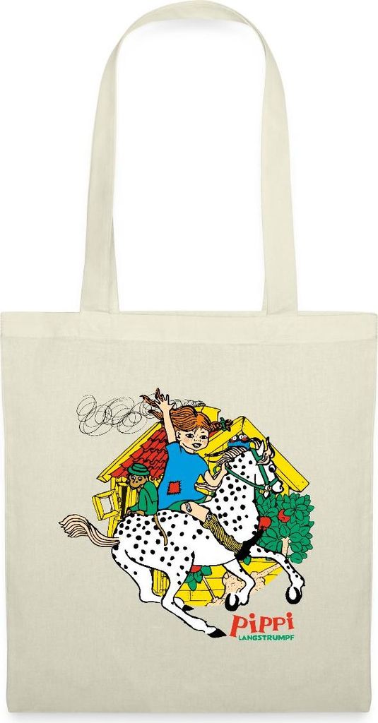 Spreadshirt Pippi Langstrumpf Herr Nilsson Und Kleiner Onkel Stoffbeutel, One size, Natur
