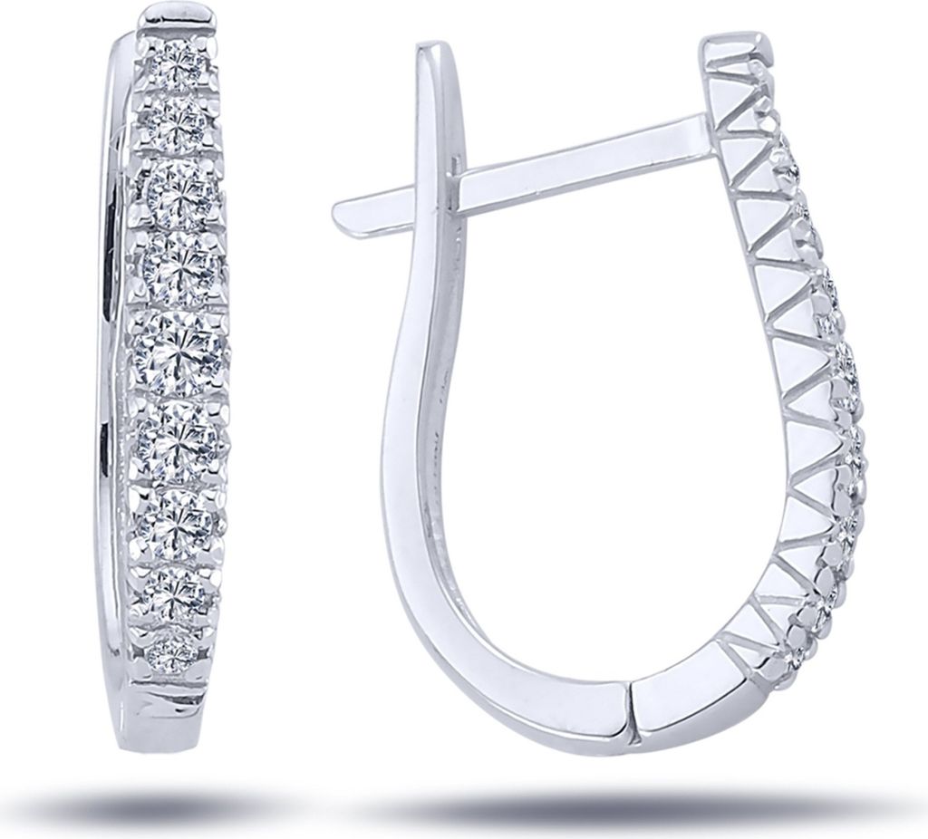 Diamant Creolen Tulpe Reco Brillant-Schliff in 14 Karat Produktbild 