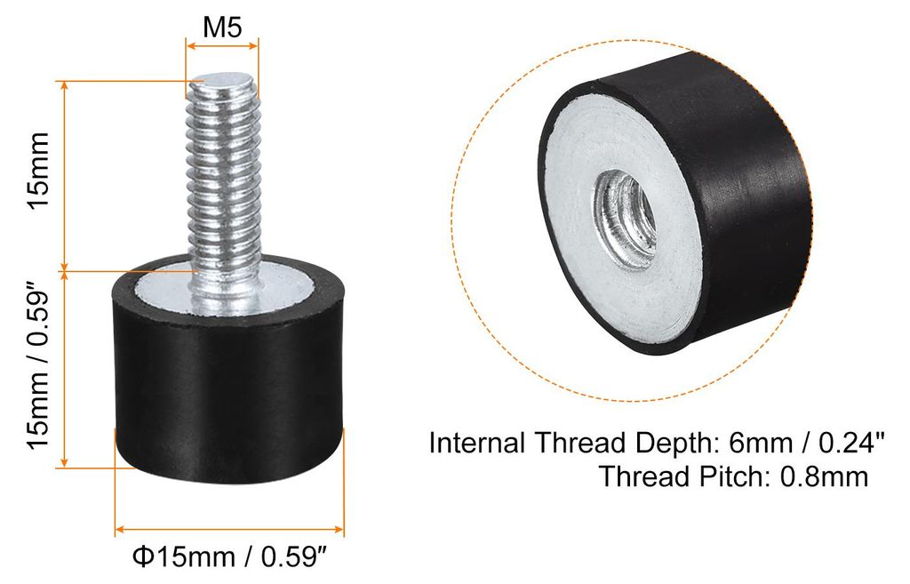4 Stš¹ck Gummi Halterungen M5 Stecker / Buchse Schwingungsisolator Sto?d?mpfer fš¹r Garage Motor Luftkompressor Auto Boot Bobbins, D15mmxH15mm