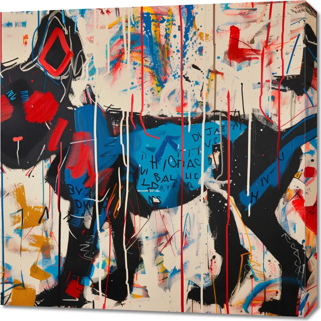 Grand Tableau 70x70 cm Chien Urbain - Art Mural Coloré Haute Qualité