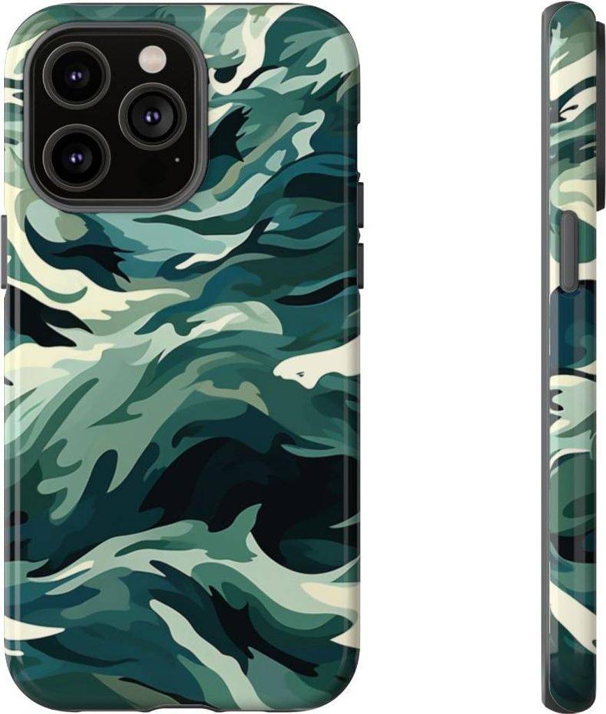 Abstrakte Meereswellen mit Haien – Hülle Kompatibel mit iPhone 14 Pro Max