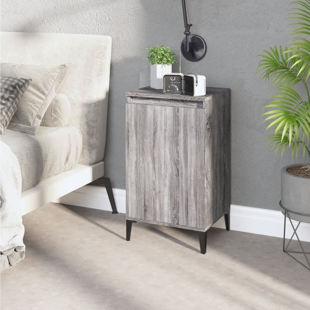 The Living Store Nachttisch Grau Sonoma 40x35x70 cm Holzwerkstoff