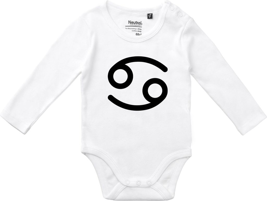 Huuraa Baby Body Krebs Sternzeichen Zeichen 68 White Baumwolle Fairtrade Langarmbody Geschenkidee
