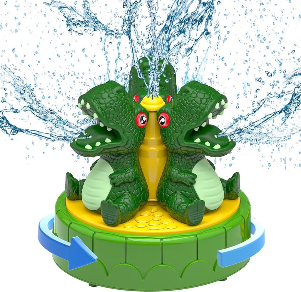Wasserspielzeug Kinder,Drehendes Sprinklerspielzeug-Dinosaurier für Kinder360°Hohe Reichweite Wassersprinkler,Sicher und Langlebig