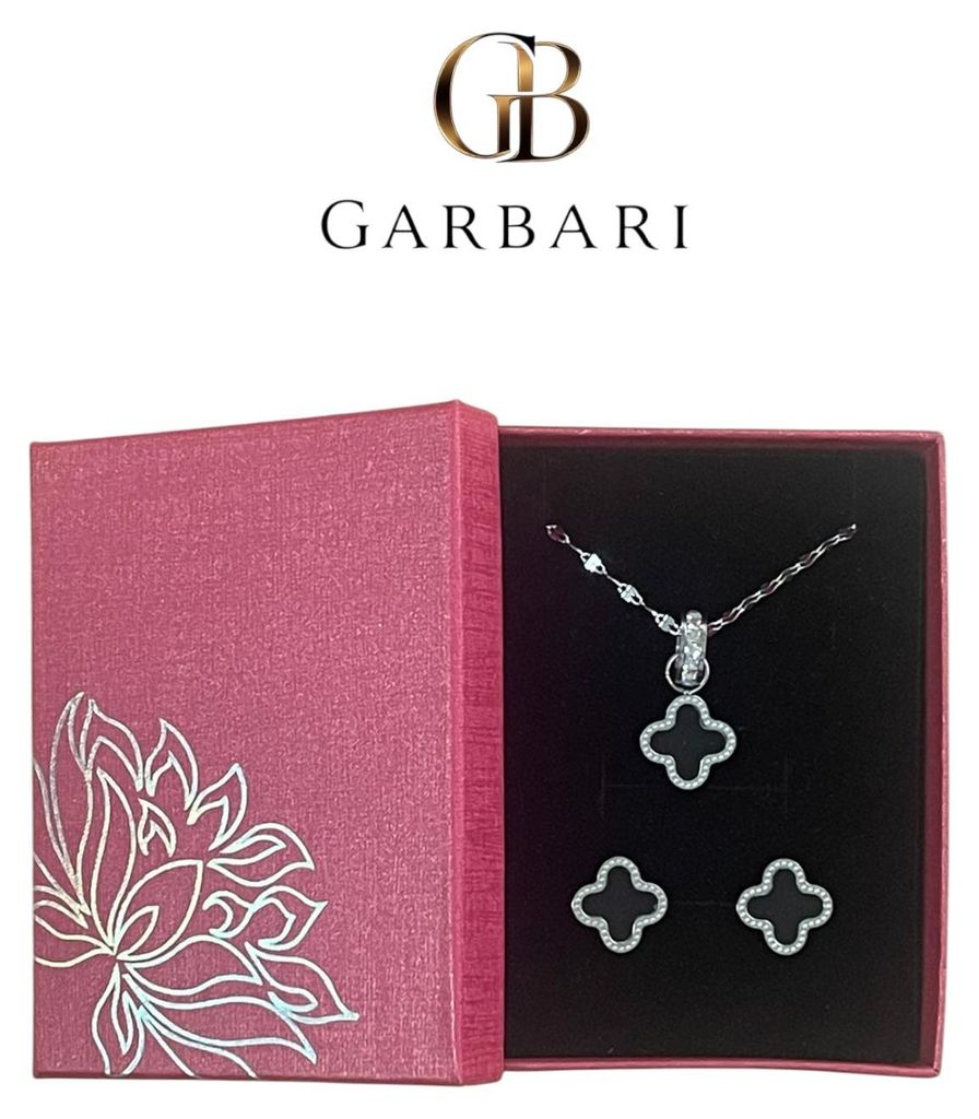 Elegant sieradenset "Black Clover" van zilver Productafbeelding 
