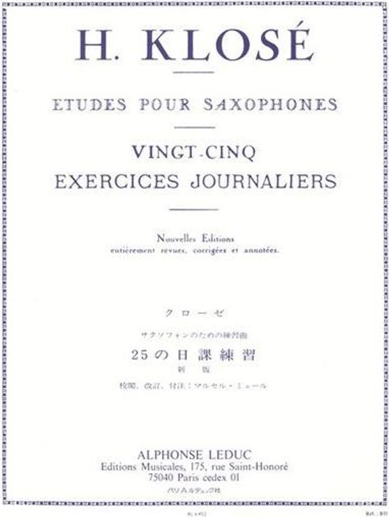 25 exercices journalierspour saxophone