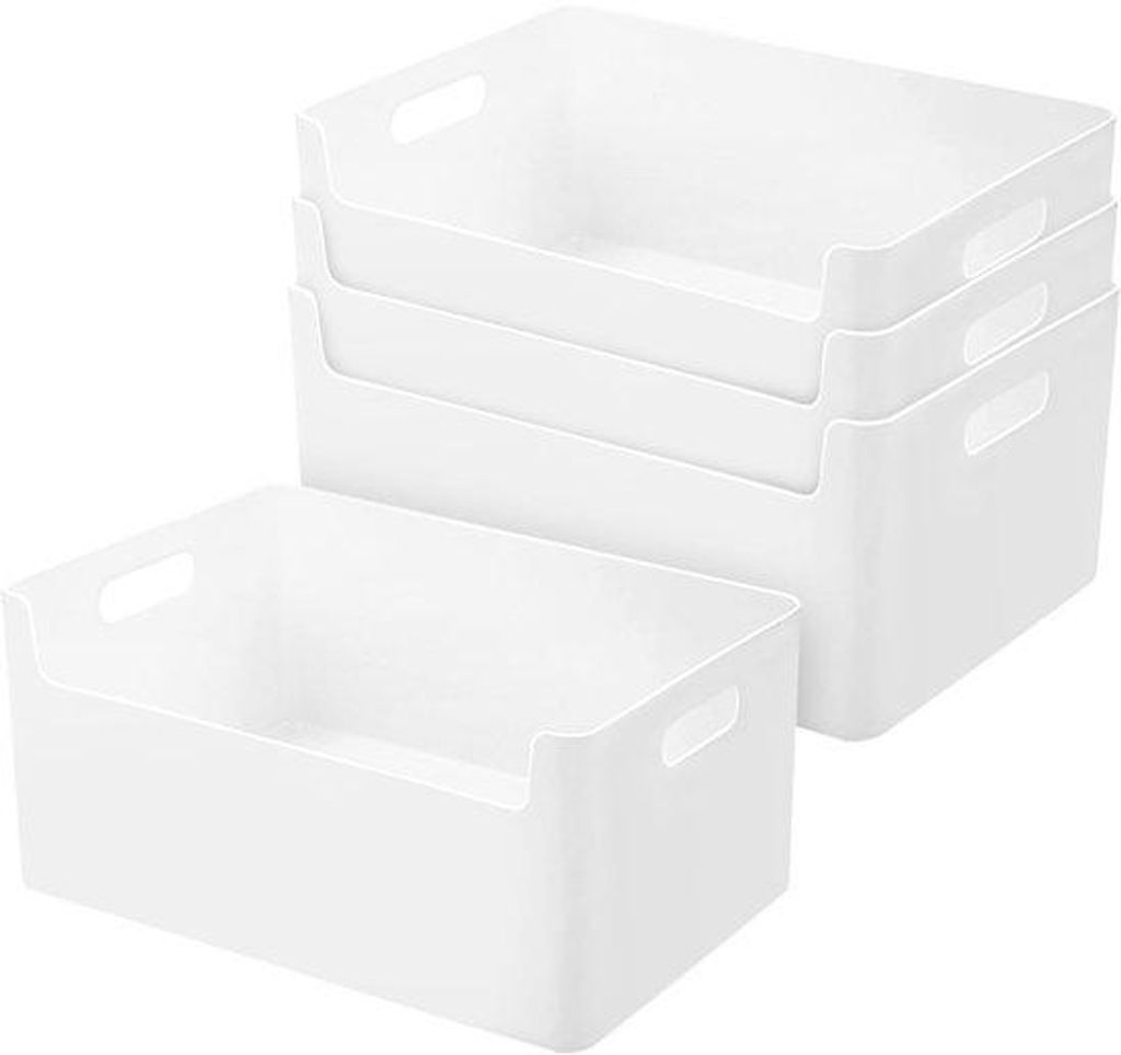 Kunststoff Organizer - 4er Pack - 25cm - Weiss - Badkammer Organizer - Plattenkast - Kunststoff - Opbergbox