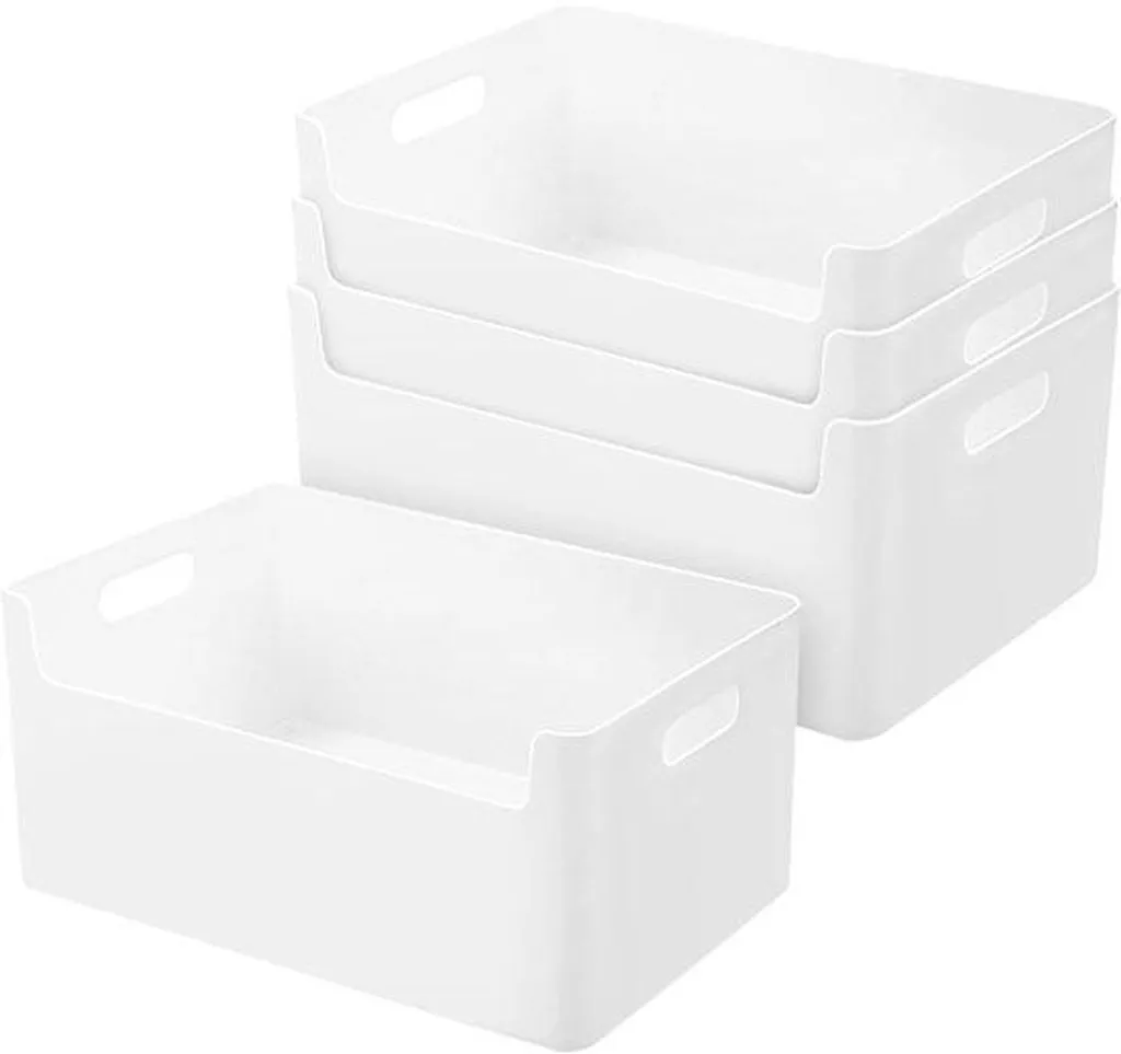Rangement pour salle de bain blanc - Set de 4 plateaux plastique 25cm