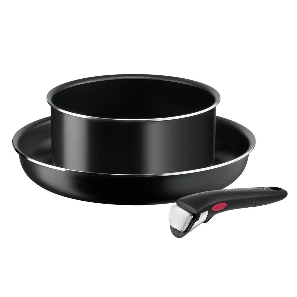 A set of cookware with a removable handle, shown against a white background.