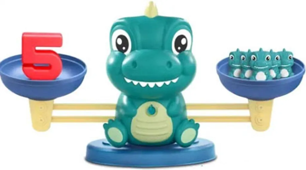 Jeu d'Équilibre Dinosaure Éducatif en Bois pour Apprendre le Calcul