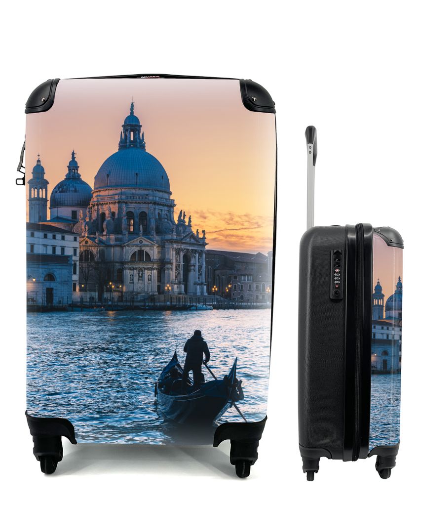 MuchoWow Koffer Handgepäck Trolley Rollkoffer Kleine Reisekoffer mit 4 Rollen - Wasser - Venedig - Gondel - Cabin Size < 55x40x23 cm & 55x40x20 ...