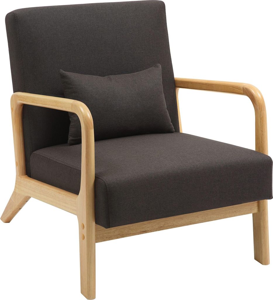 Lounger Sessel DUBAI - Holz Braun 64x80x74 cm | Loungesessel Wohnzimmer Bequem Lounger Clubsessel Sofa Hotelsessel Eingang