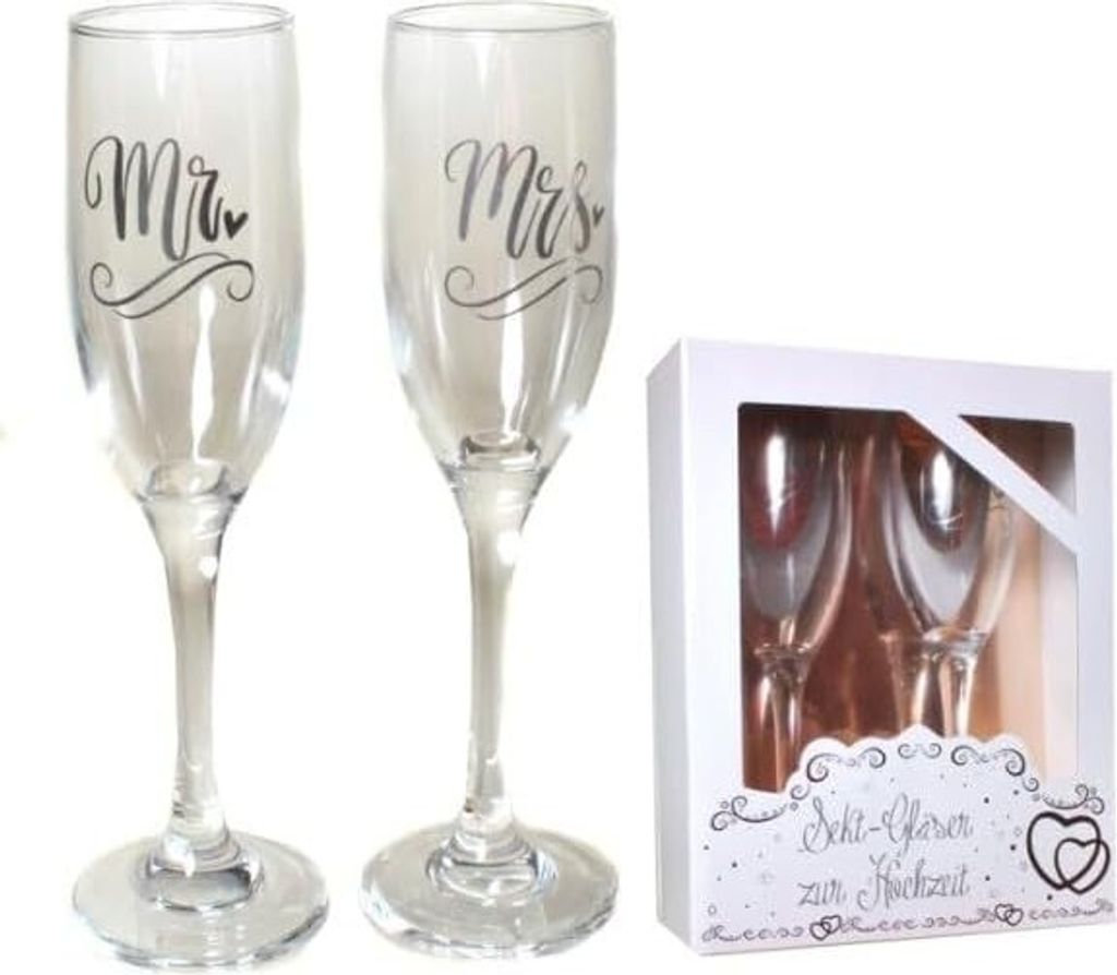 Udo Schmidt Sektglaeser Mr. & Mrs. 2 teilges Set - zur Hochzeit, Verlobung, Hochzeitstag