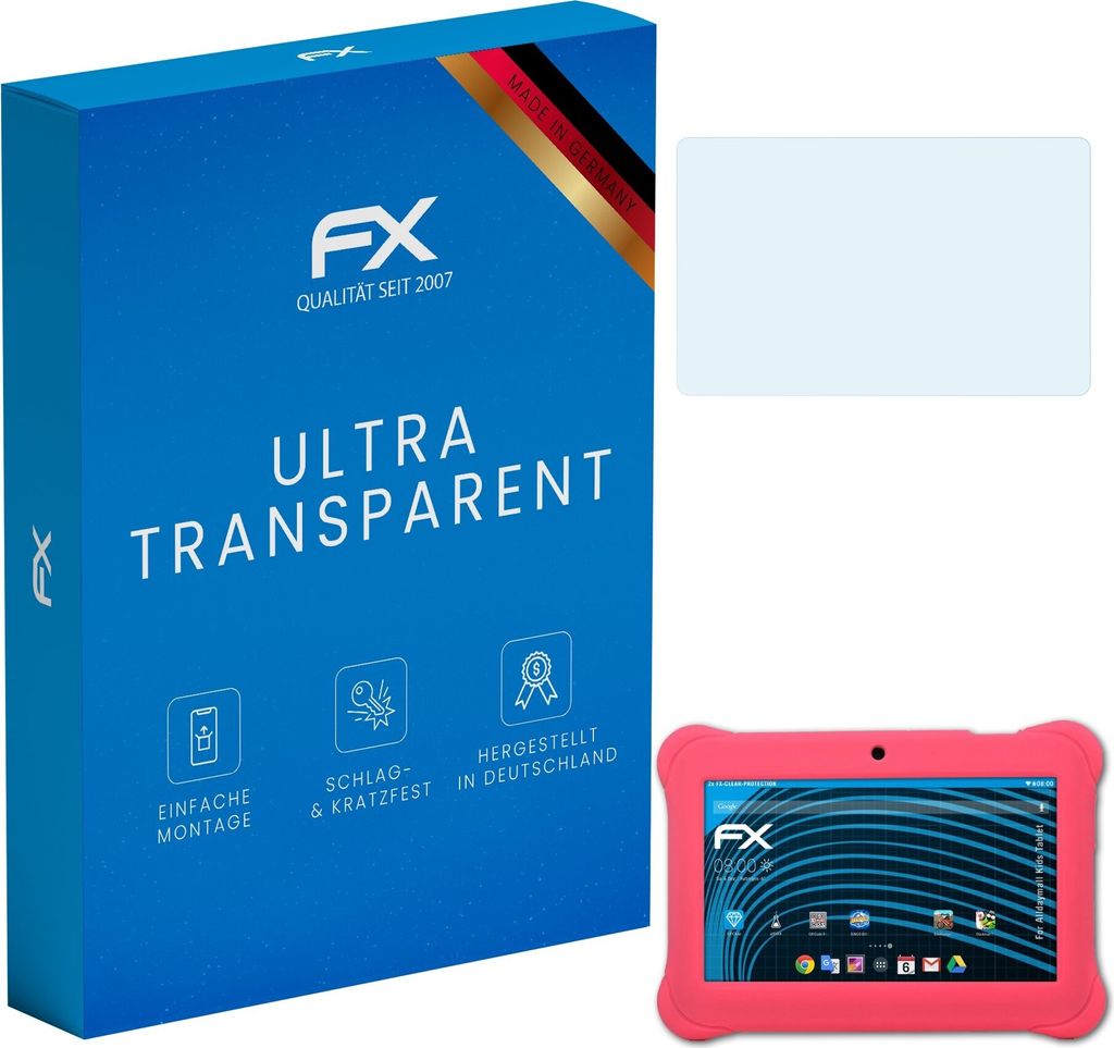 atFoliX FX-Clear 2x Schutzfolie kompatibel mit Alldaymall Kids Tablet Displayschutzfolie