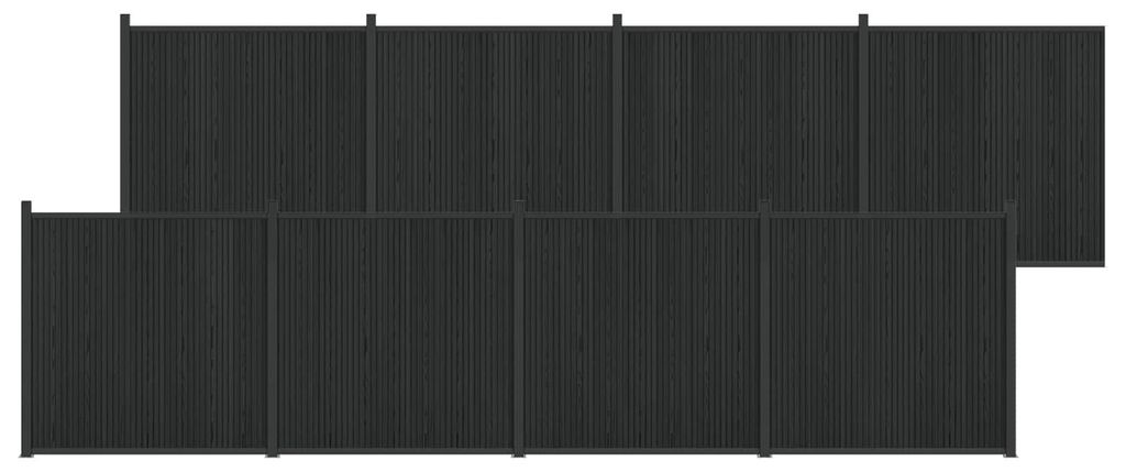 Zaunelement 8 pcs WPC und Aluminium Schwarz